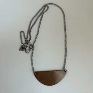 Handmade natural copper half moon pendant necklace